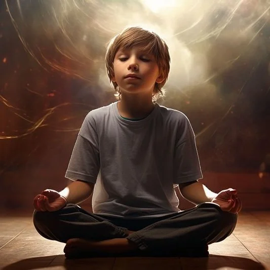 Child practising meditation